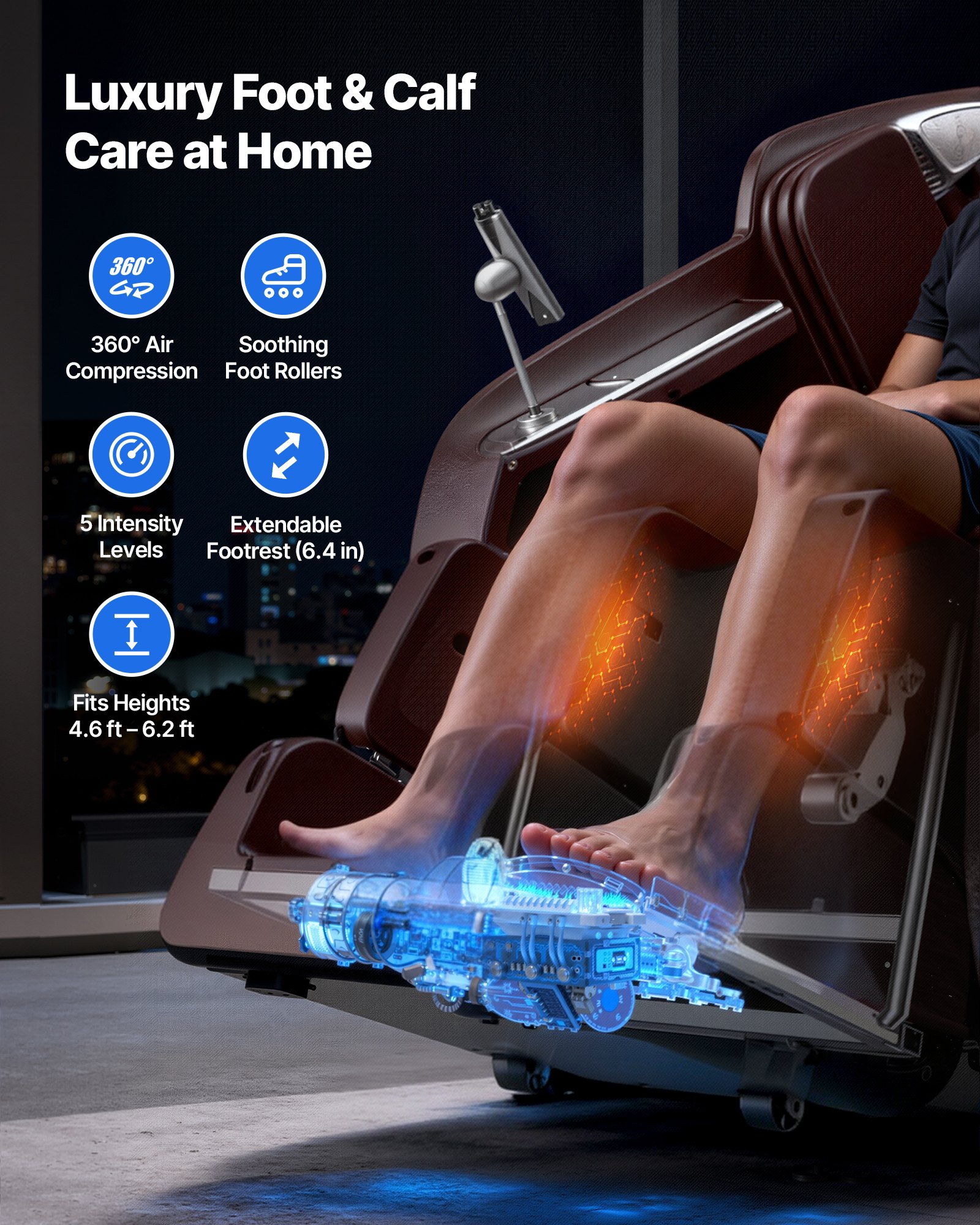 VEVOR Massage Chair,  4D Full Body Zero Gravity Recliner with SL Track, Yoga Stretch, AI Voice Control, Heat, Foot Roller, Retractable Pedal, 36 Airbags, LCD, Armrest Controls, Rolling Base