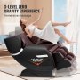 Sillón de masaje VEVOR: sillón reclinable de gravedad cero de cuerpo completo con modos múltiples automáticos, Shiatsu 3D, calefacción, altavoz Bluetooth, bolsa de aire, rodillo para pies y pantalla táctil