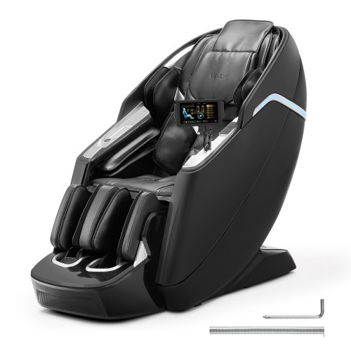 VEVOR Dual-Core 4D+3D Full Body Massage Chair, with Extended SL Track, Deep Yoga Stretch, Electric Extendable Footrest, TFT, AI Voice Control, Heat, Airbags, Armrest Controls, Wheels