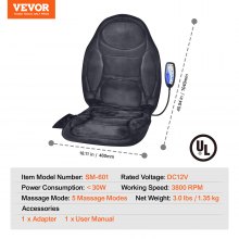 VEVOR masážní podložka sedáku s vyhříváním 10 vibrační motor sedáku masážní podložka 5 režimů