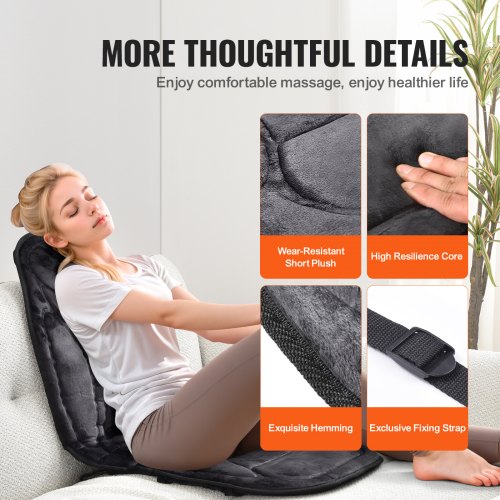 VEVOR Massage Seat Cushion with Heat, 10 Vibration Motor Seat Massage Pad, Vibrating  Massage Chair Mat