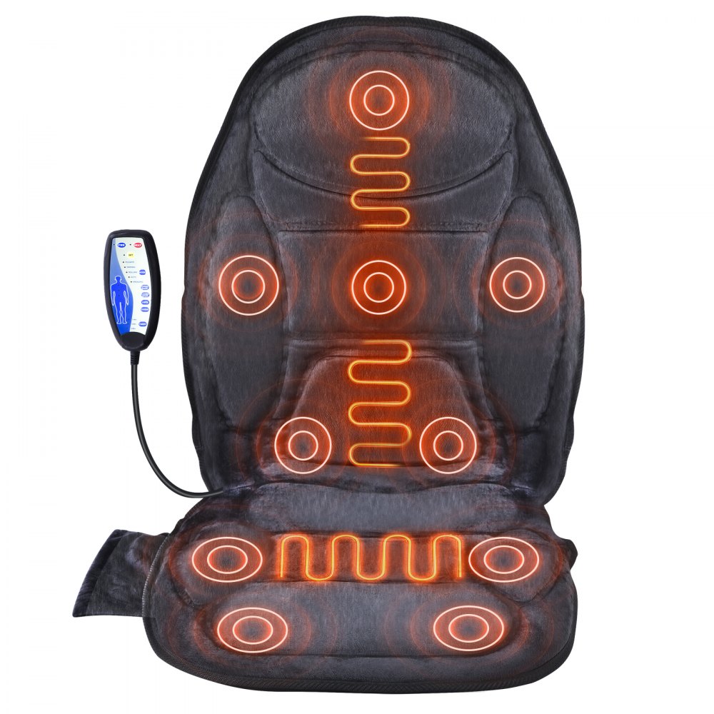 VEVOR massage seat cushion with heat and remote control, featuring multiple vibrating massage nodes.