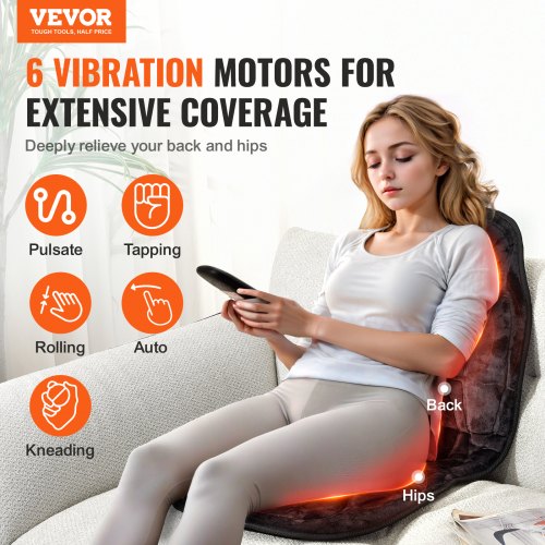 VEVOR Massage Seat Cushion with Heat, 6 Vibration Motors Seat Massage Pad, Vibrating Massage Chair Mat VEVOR Massage Seat Cushion with Heat, 6 Vibration Motors Seat Massage Pad, Vibrating Massage Chair Mat