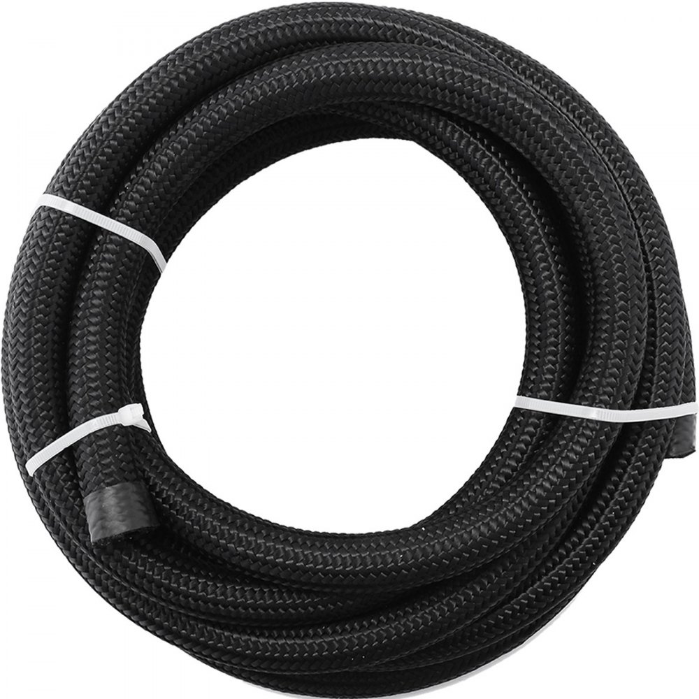 VEVOR 8AN Fuel Line Kit, 32.8' Nylon Stainless Steel Braided Oil Line Hose ID. 11.11 mm/ 0.44 in, with 20 pcs 8AN Universal Fitting Adapter Set with Aluminum Hose End, Black