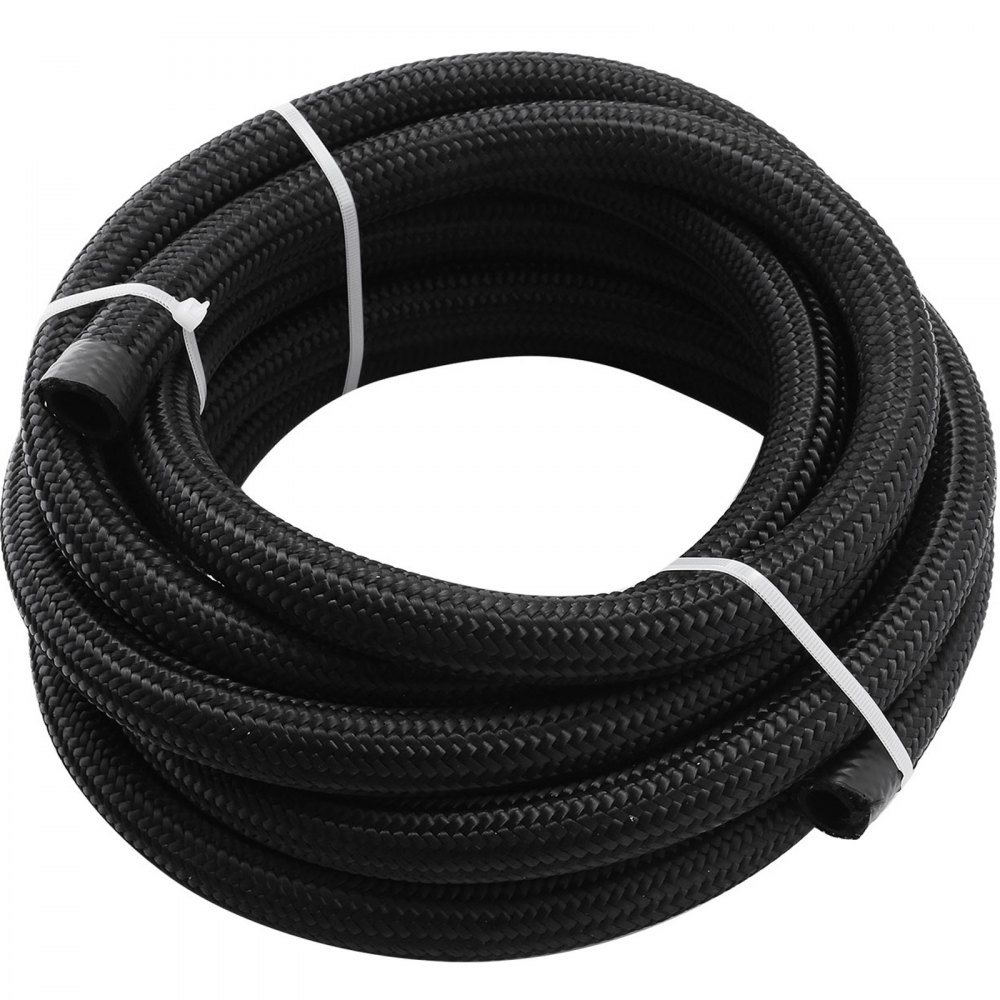 VEVOR 8AN Fuel Line Kit, 32.8' Nylon Stainless Steel Braided Oil Line Hose ID. 11.11 mm/ 0.44 in, with 20 pcs 8AN Universal Fitting Adapter Set with Aluminum Hose End, Black
