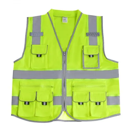 Deep Green High-Vis Safety Vest With Zipper – Reflective Waistcoat For Night Work & Traffic Control