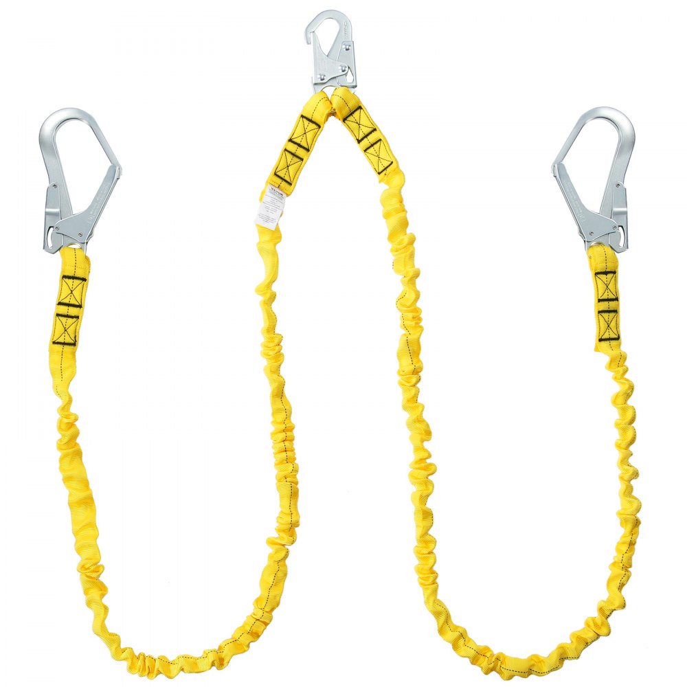 Longe de sécurité VEVOR 38 mm 1,83 m (6 pi) Longe de protection contre les chutes 2 crochets Jaune