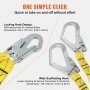 VEVOR 38mm Safety Lanyard, 6ft(1.83m) Fall Protection Lanyard with 2 Alloy Steel Snap Hooks, Retractable Safety Belt for Outdoor/Indoor Tree Climbing, 30KN Breaking Tension Lanyard, Yellow