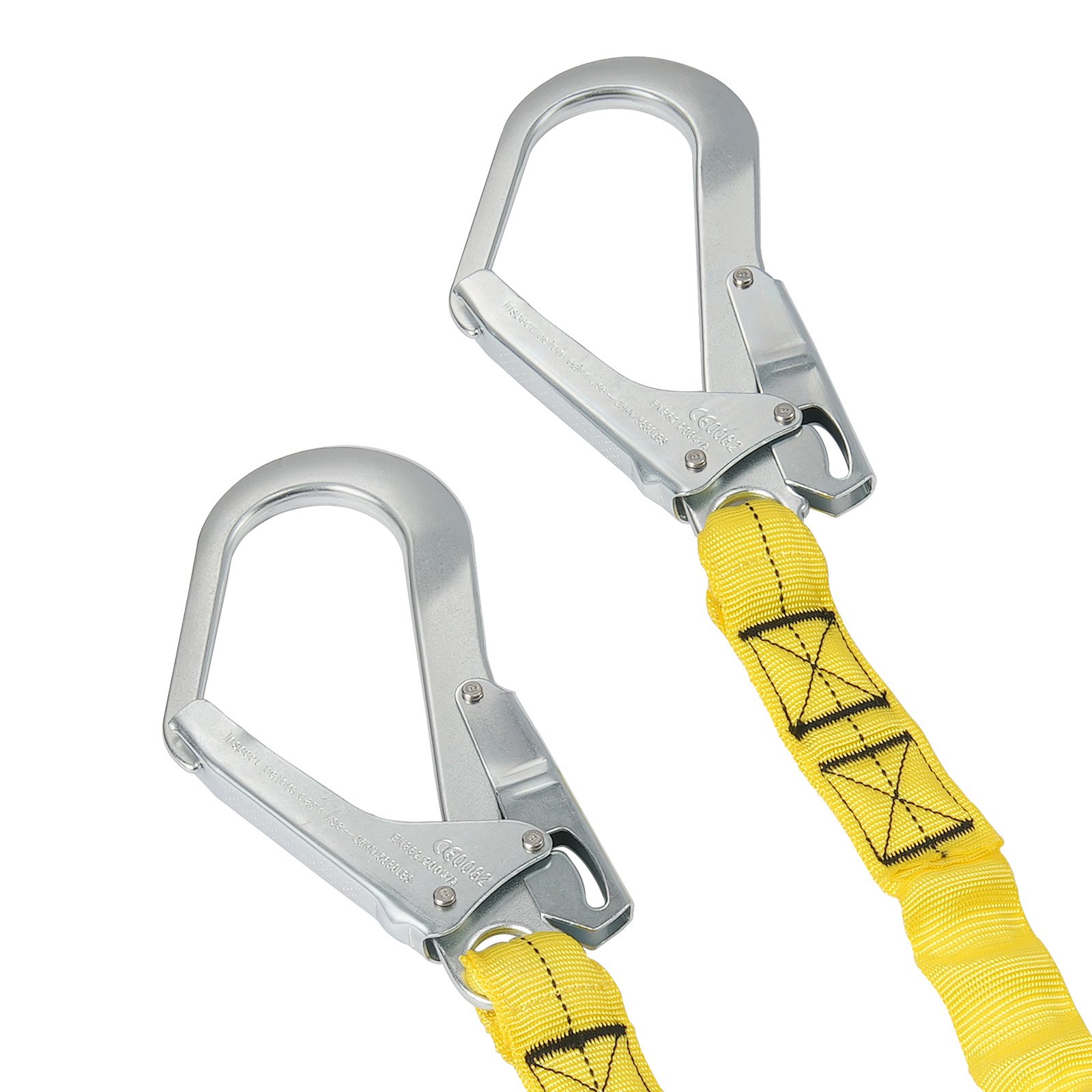 VEVOR 38mm Safety Lanyard, 6ft(1.83m) Fall Protection Lanyard with 2 Alloy Steel Snap Hooks, Retractable Safety Belt for Outdoor/Indoor Tree Climbing, 38KN Breaking Tension Lanyard, Yellow