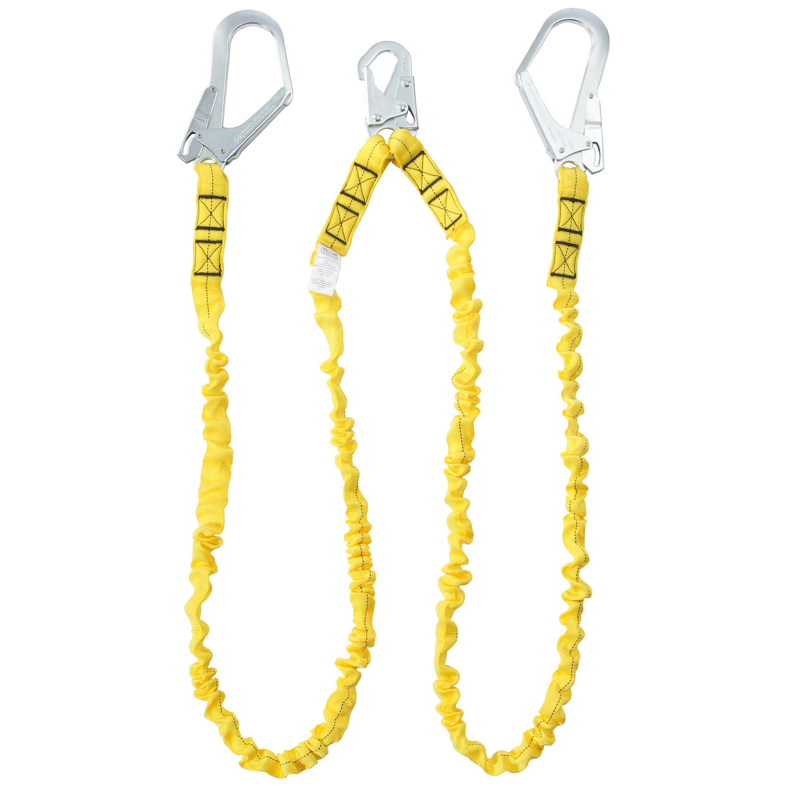 VEVOR 38mm Safety Lanyard, 6ft(1.83m) Fall Protection Lanyard with 2 Alloy Steel Snap Hooks, Retractable Safety Belt for Outdoor/Indoor Tree Climbing, 38KN Breaking Tension Lanyard, Yellow