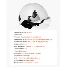 Industrial Safety Helmet with Visor and 6-Point Ratchet Suspension Hard Hat