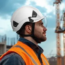 Industrial Safety Helmet with Visor and 6-Point Ratchet Suspension Hard Hat