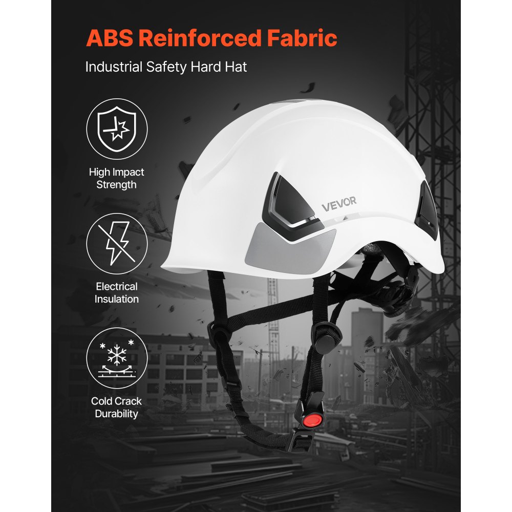 VEVOR Industrial Safety Helmet, ANSI/ISEA Z89.1 Approved ABS Safety Hard Hat with 6-Point Ratchet Suspension, Adjustable Vented Hardhat for Men Women Adults, for Outdoor Indoor Construction Workwear
