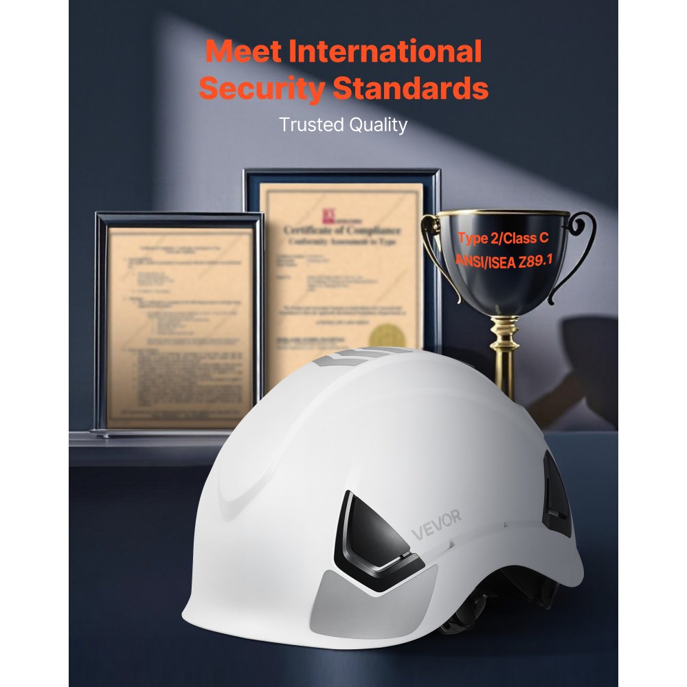VEVOR Industrial Safety Helmet, ANSI/ISEA Z89.1 Approved ABS Safety Hard Hat with 6-Point Ratchet Suspension, Adjustable Vented Hardhat for Men Women Adults, for Outdoor Indoor Construction Workwear