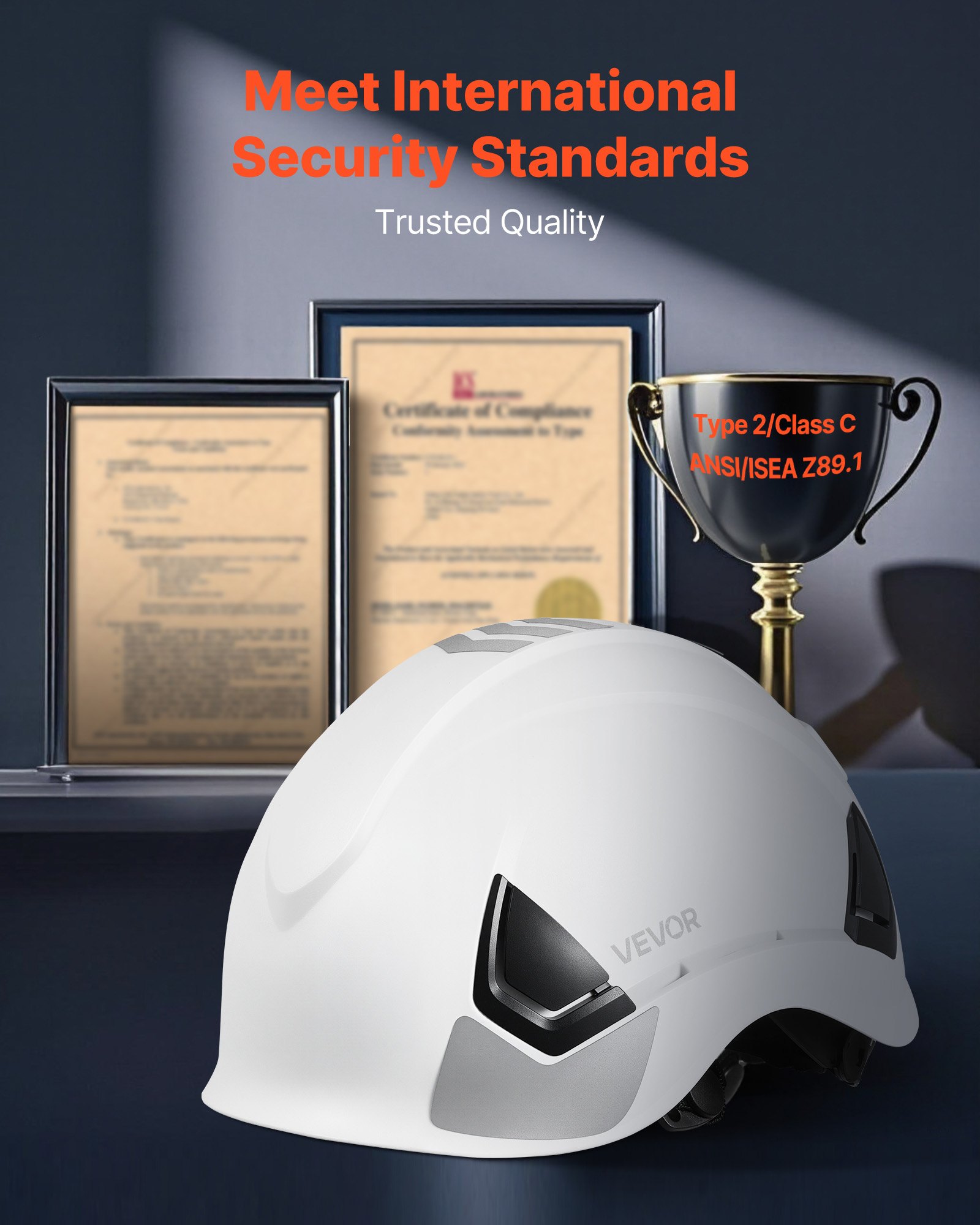 VEVOR Industrial Safety Helmet, ANSI/ISEA Z89.1 Approved ABS Safety Hard Hat with 6-Point Ratchet Suspension, Adjustable Vented Hardhat for Men Women Adults, for Outdoor Indoor Construction Workwear