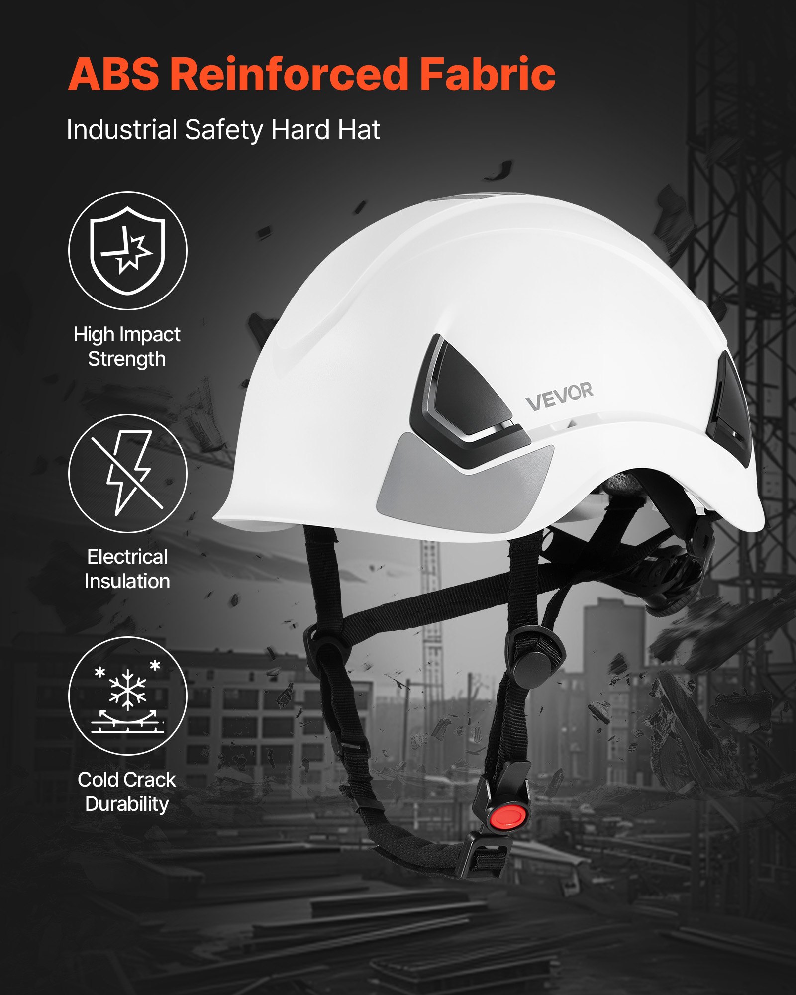 VEVOR Industrial Safety Helmet, ANSI/ISEA Z89.1 Approved ABS Safety Hard Hat with 6-Point Ratchet Suspension, Adjustable Vented Hardhat for Men Women Adults, for Outdoor Indoor Construction Workwear