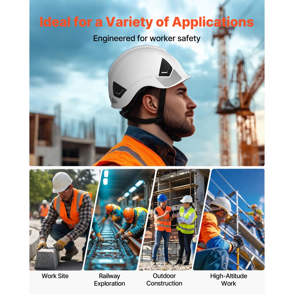 VEVOR Construction Safety Helmet, ANSI/ISEA Z89.1 Approved ABS Safety Hard Hat with 6-Point Ratchet Suspension, Adjustable Vented Hardhat for Men Women Adults, for Outdoor Indoor Industrial Workwear