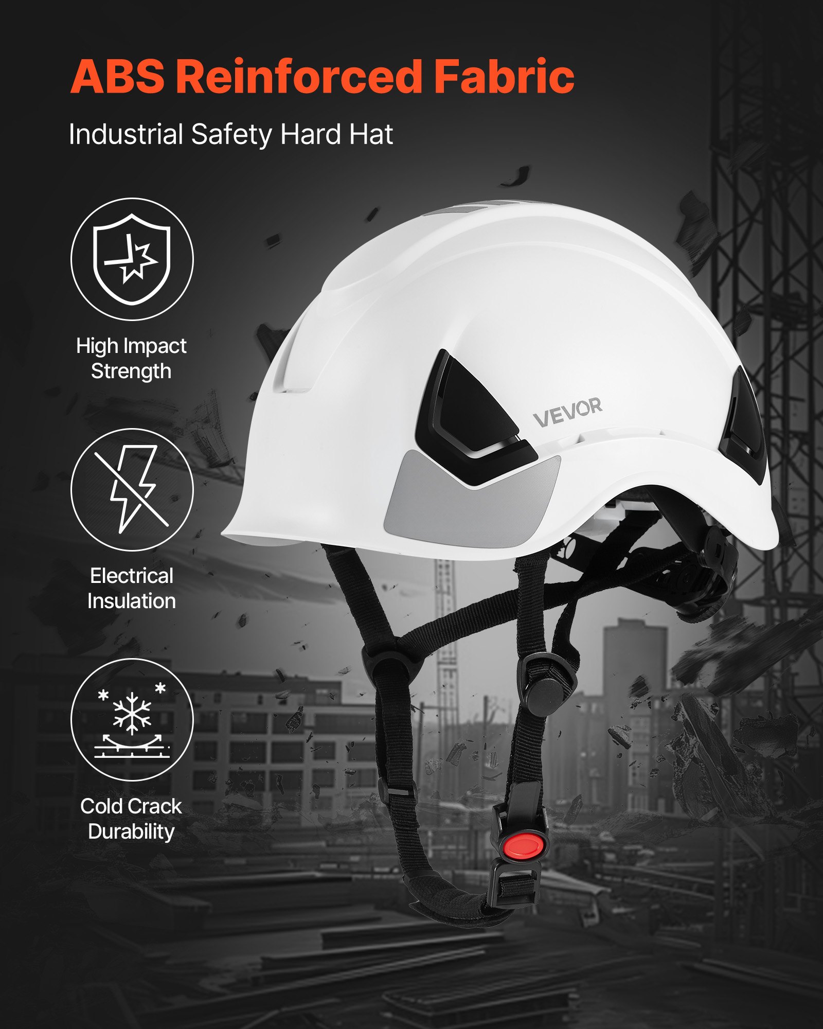 VEVOR Construction Safety Helmet, ANSI/ISEA Z89.1 Approved ABS Safety Hard Hat with 6-Point Ratchet Suspension, Adjustable Vented Hardhat for Men Women Adults, for Outdoor Indoor Industrial Workwear