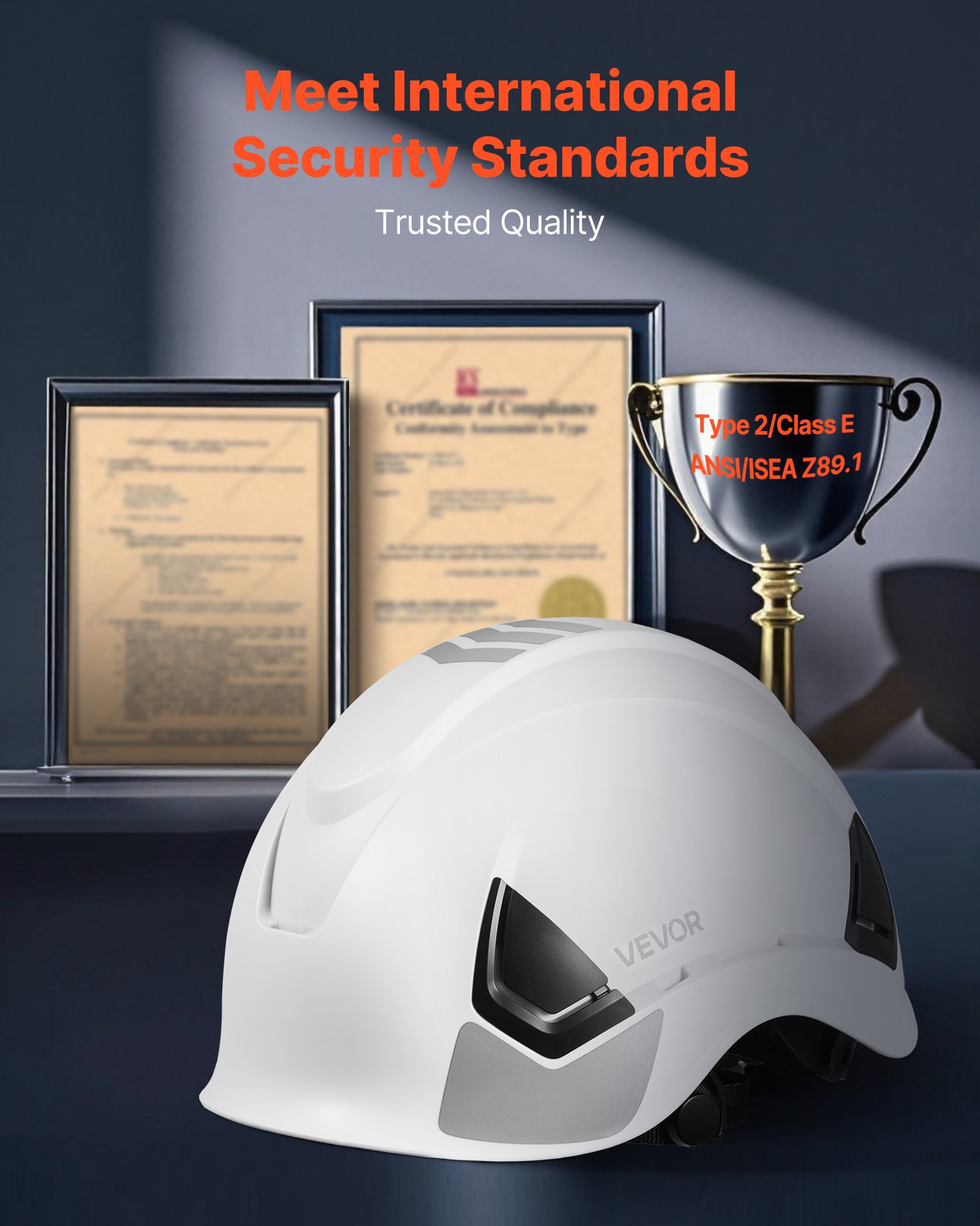 VEVOR Construction Safety Helmet, ANSI/ISEA Z89.1 Approved ABS Safety Hard Hat with 6-Point Ratchet Suspension, Adjustable Vented Hardhat for Men Women Adults, for Outdoor Indoor Industrial Workwear