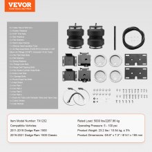 VEVOR Air Bag Suspension Kit, Air Springs Suspension Bag Kit Compatible with 2011-2018 Dodge Ram 1500, 2019-2021 Dodge Ram 1500 Classic, 5000 lbs Loading, 5 to 100 PSI