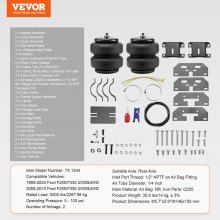 VEVOR Air Bag Suspension Kit, Air Springs Suspension Bag Kit Compatible with 1999-2004 Ford F250/F350 2WD 4WD, 2008-2010 Ford F250/F350 2WD 4WD, 5000 lbs Loading, 5 to 100 PSI