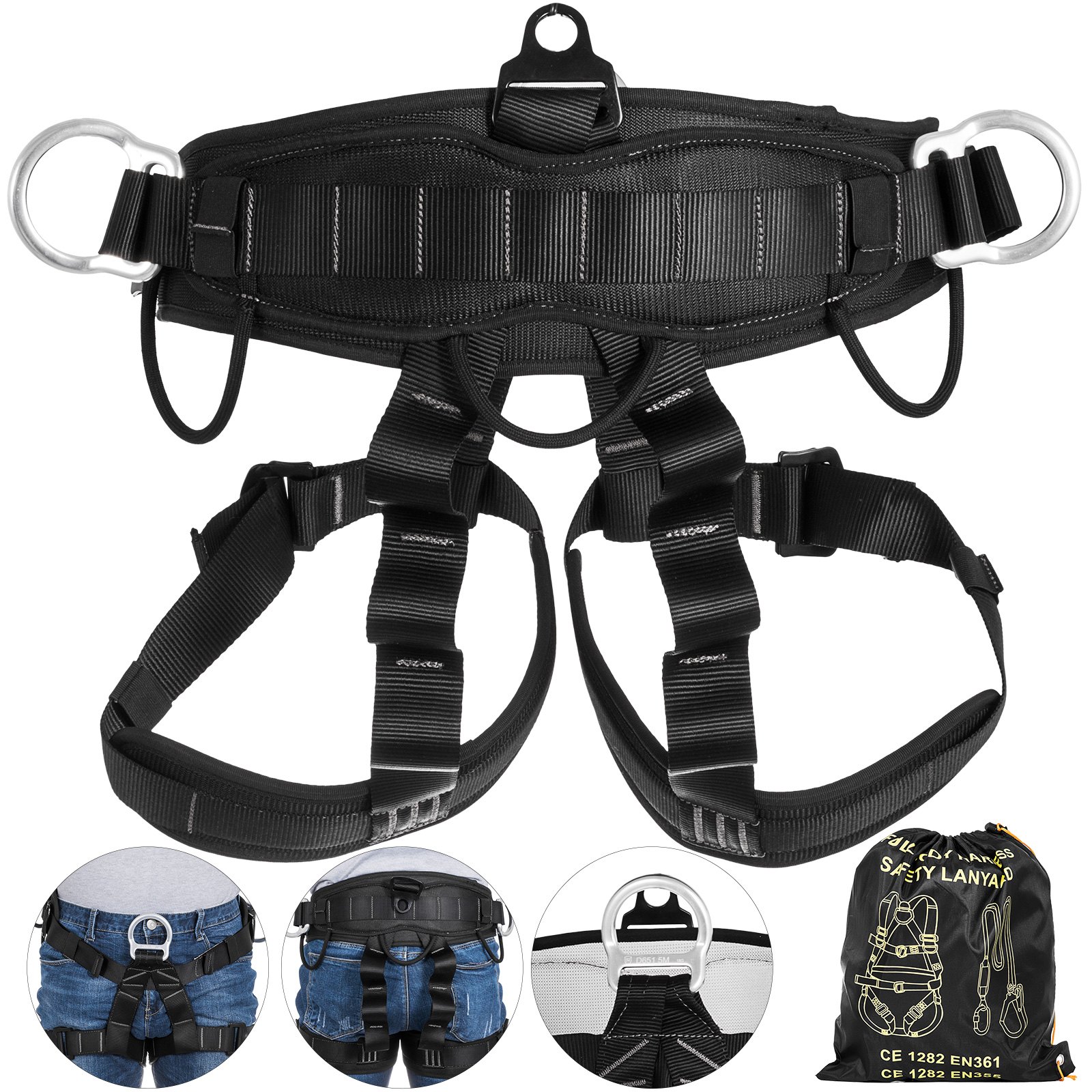 22KN Zipline Abseiling Rock Tree Climbing Safety Harness Fall Protection Belt