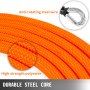 VEVOR Flip Line 5/8 Inch, Wire Core Flipline 8 ft, Wire Core Flip Line Kit with Triple Lock Carabiner Adjuster, Steel Swivel Snap, Climbing Flipline for Fall Protection, Arborist, Tree Climbers