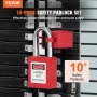 VEVOR Lockout Tagout zárkészlet, 10 db-os piros biztonsági reteszelő lakat, záronként 2 kulccsal, OSHA-kompatibilis kizáró zárak, címkés zárolású biztonsági lakatok elektromos zárolási címkékhez