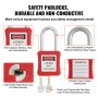 Sada zámkov VEVOR Lockout Tagout, 10 KS červených bezpečnostných zámkov, s 2 kľúčmi na zámok, uzamykacie zámky v súlade s OSHA, bezpečnostné zámky s uzamykateľným štítkom pre súpravy s elektrickým blokovaním.