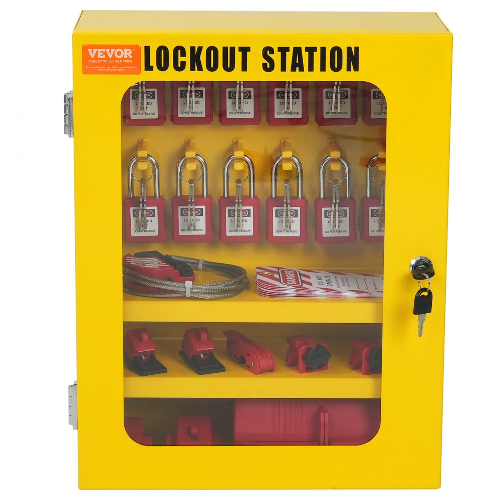 VEVOR Electrical Lockout Tagout Kit, 59 PCS Safety Lockout Tagout Station With Padlocks, Hasps, Tags, Ties, Plug Lockout, Circuit Breaker Lockouts, Valve Lockouts, Cable Lockout, Lockout Bag, Box