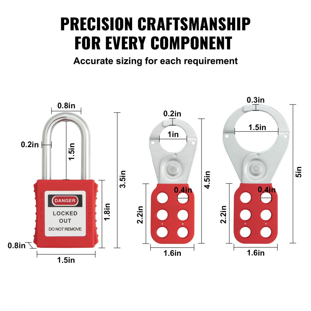 VEVOR Electrical Lockout Tagout Kit, 60 PCS Safety Lockout Tagout Station Includes Padlocks, Hasps, Tags, Nylon Ties, Expansion Kit, and Lockout Station Board, for Industrial, Electric Power