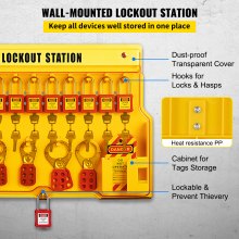 VEVOR 58 STK Lockout Tagout-sæt, elektrisk sikkerhedsloto-sæt Inkluderer hængelåse, Lockout Station, Hasp, Tags & Zip-bånd, Lockout Tagout-sikkerhedsværktøj til industri, elektrisk strøm, maskiner