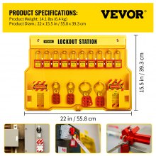 VEVOR 58 PCS Lockout Tagout Kit, Electrical Safety Loto Kit Inkluderar hänglås, Lockout Station, Hasp, Tags & Zip Bands, Lockout Tagout Säkerhetsverktyg för industri, elkraft, maskineri