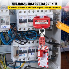VEVOR 42 PCS Lockout Tagout -sarjat, sähköturvallinen lottosarja, joka sisältää riippulukot, 5 erilaista lukitusta, nastat, tunnisteet ja siteet, laatikko, lukitusturvatyökalut sähköriskien poistamiseen teollisuudessa, koneissa