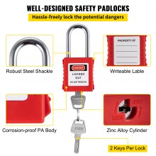 VEVOR 42 de bucăți kituri de etichetare pentru blocare, setul loto de siguranță electrică include lacăte, 5 tipuri de blocări, blocuri, etichete și legături, cutie, instrumente de siguranță pentru blocarea pentru eliminarea riscurilor electrice în mașini industriale,