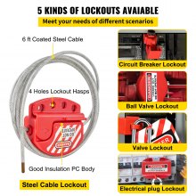 VEVOR 42 STK Lockout Tagout-sett, elektrisk sikkerhetslotosett inkluderer hengelåser, 5 typer lockouts, hasper, tagger og bånd, boks, Lockout-sikkerhetsverktøy for fjerning av elektrisk risiko i industri, maskineri