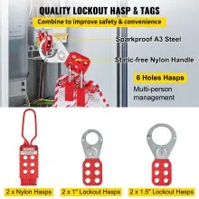 VEVOR 42 PCS Lockout Tagout Kits, Electrical Safety Loto Kit Includes Padlocks, 5 Kinds of Lockouts, Hasps, Tags & Ties, Box, Lockout Safety Tools for Electrical Risk Removal in Industrial, Machinery