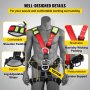 VEVOR climbing harness with lumbar support, adjustable straps, and shoulder padding.