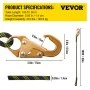 VEVOR Vertical Lifeline Assembly, 100 ft Fall Protection Rope, Polyester Roofing Rope, CE Compliant Fall Arrest Protection Equipment with Alloy Steel Rope Grab, Two Snap Hooks, Shock Absorber
