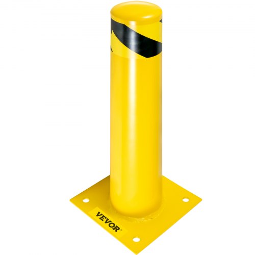 VEVOR Safety Bollard 24-4.5 Safety Barrier Bollard 4-1/2" OD 24" Height Yellow Powder Coat Pipe Steel Safety Barrier with 4 Free Anchor Bolts for Traffic-Sensitive Area