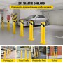 VEVOR Safety Bollard 24"x4.5" Safety Barrier Bollard 4-1/2" OD 24" Height Yellow Powder Coat Pipe Steel Safety Barrier with 4 Free Anchor Bolts for Traffic-Sensitive Area