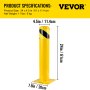 VEVOR Safety Bollard 24"x4.5" Safety Barrier Bollard 4-1/2" OD 24" Height Yellow Powder Coat Pipe Steel Safety Barrier with 4 Free Anchor Bolts for Traffic-Sensitive Area