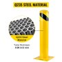 VEVOR safety bollard featuring q235 steel material with 0.08 in tube thickness.