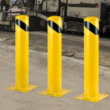 VEVOR Safety Bollard 24"x4.5" Safety Barrier Bollard 4-1/2" OD 24" Height Yellow Powder Coat Pipe Steel Safety Barrier with 4 Free Anchor Bolts for Traffic-Sensitive Area