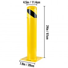 Safety Bollard Steel Bollard Post Steel Barrier 24"h 4.5"d Yellow Signs Pipe