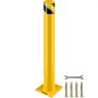 VEVOR Safety Bollard Safety Barrier Bollard 4-1/2" OD 36" Height Yellow Powder Coat Pipe Steel Safety Barrier with 4 Free Anchor Bolts for Traffic-Sensitive Area