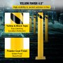 Bezpečnostný stĺpik VEVOR 42" x 4,5" Stĺpik bezpečnostnej bariéry 4-1/2" OD 42" Výška Žltá rúrka s práškovým nástrekom Oceľová bezpečnostná bariéra so 4 voľnými kotviacimi skrutkami pre oblasť citlivú na premávku