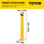 VEVOR Safety Bollard 107 cm x 11.4 cm Safety Barrier Bollard 11.4 cm OD 107 cm Height Yellow Powder Coat Pipe Steel Safety Barrier with 4 Free Anchor Bolts for Traffic-Sensitive Area