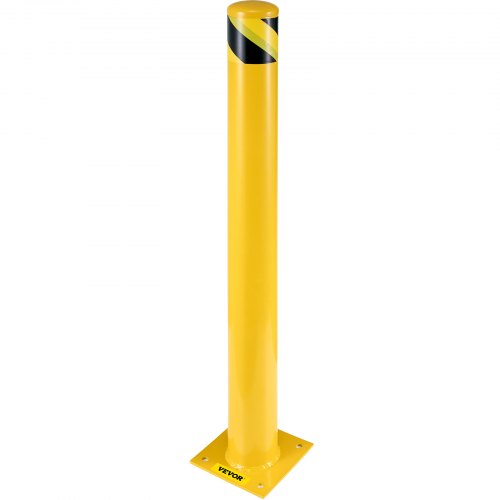 VEVOR 42-5.5 Safety Bollard, 5-1/2" OD Safety Barrier Bollard, 42" Height Yellow Powder Coat Pipe Steel Safety Barrier, with 4 Free Anchor Bolts, for Traffic-Sensitive Area