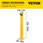 VEVOR 42"x5.5" Safety Bollard, 5-1/2" OD 42" Height Safety Barrier Bollard, Yellow Powder Coat Pipe Steel Safety Barrier, with 4 Free Anchor Bolts, for Traffic-Sensitive Area